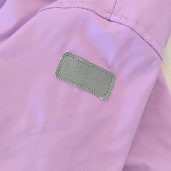 Hatley Girls Lilac Rain Jacket Sz 5 Waterproof Button-Up Fleece Lined Gray White - Picture 8 of 8